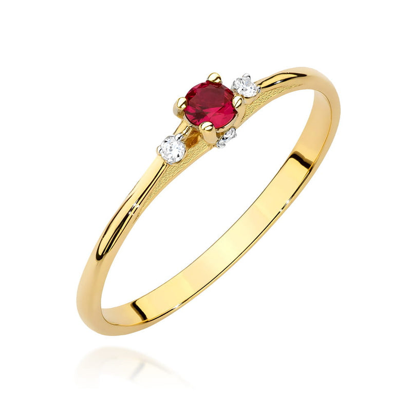 Inel Aur 14K cu Rubin 0.15 ct si Diamante Naturale 0.05 ct — Aur galben