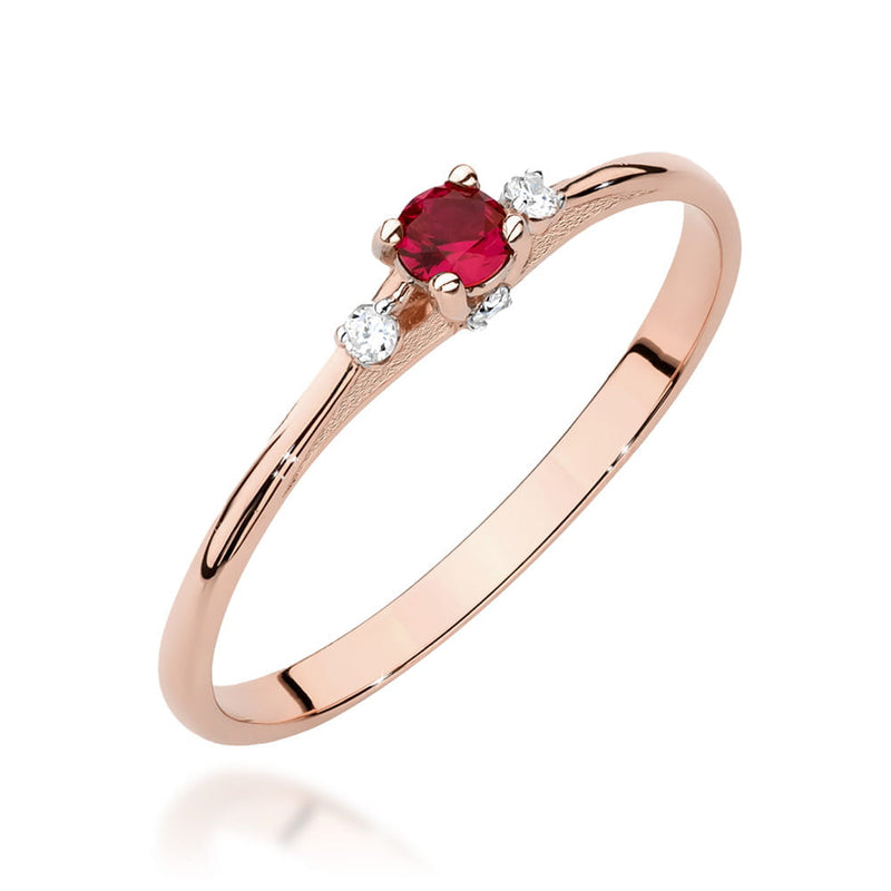 Inel Aur 14K cu Rubin 0.15 ct si Diamante Naturale 0.05 ct, imaginea 5 din 12