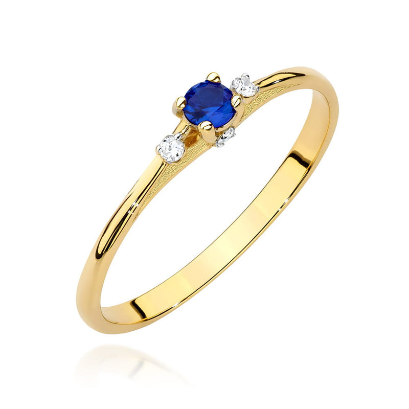 Inel Aur 14K cu Safir 0.15 ct si Diamante Naturale 0.05 ct — Aur galben