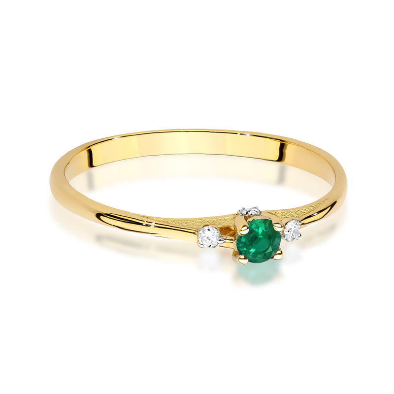 Inel Aur 14K cu Smarald 0.15 ct si Diamante Naturale 0.05 ct, imaginea 2 din 12