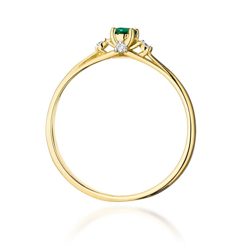 Inel Aur 14K cu Smarald 0.15 ct si Diamante Naturale 0.05 ct, imaginea 3 din 12