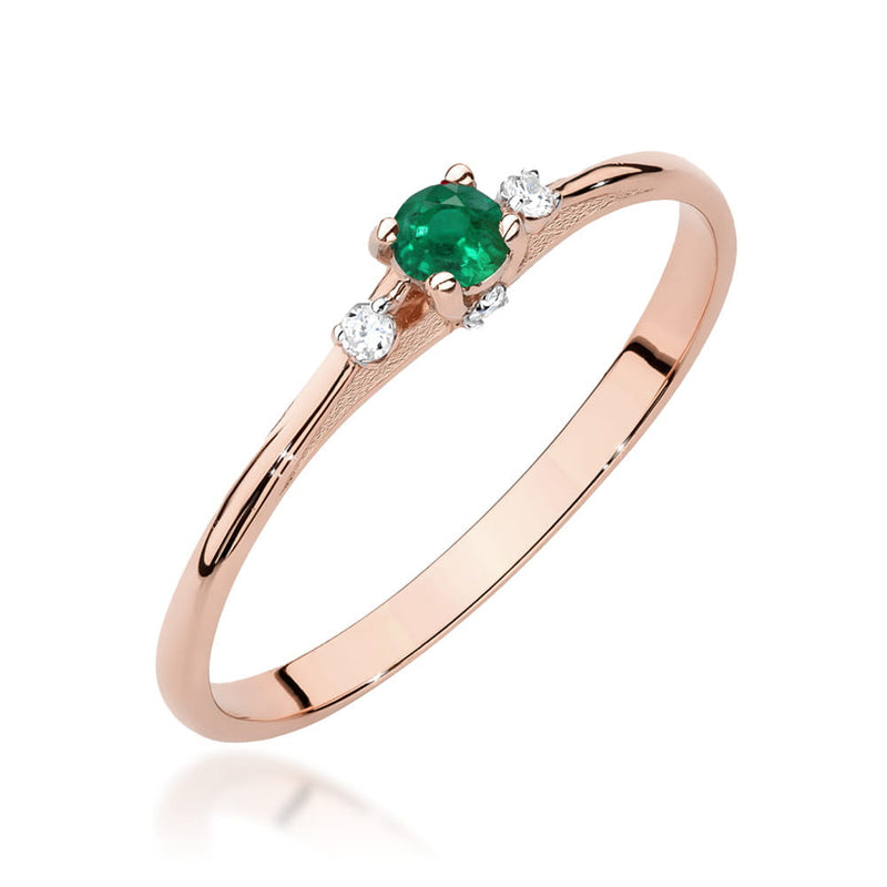Inel Aur 14K cu Smarald 0.15 ct si Diamante Naturale 0.05 ct, imaginea 5 din 12
