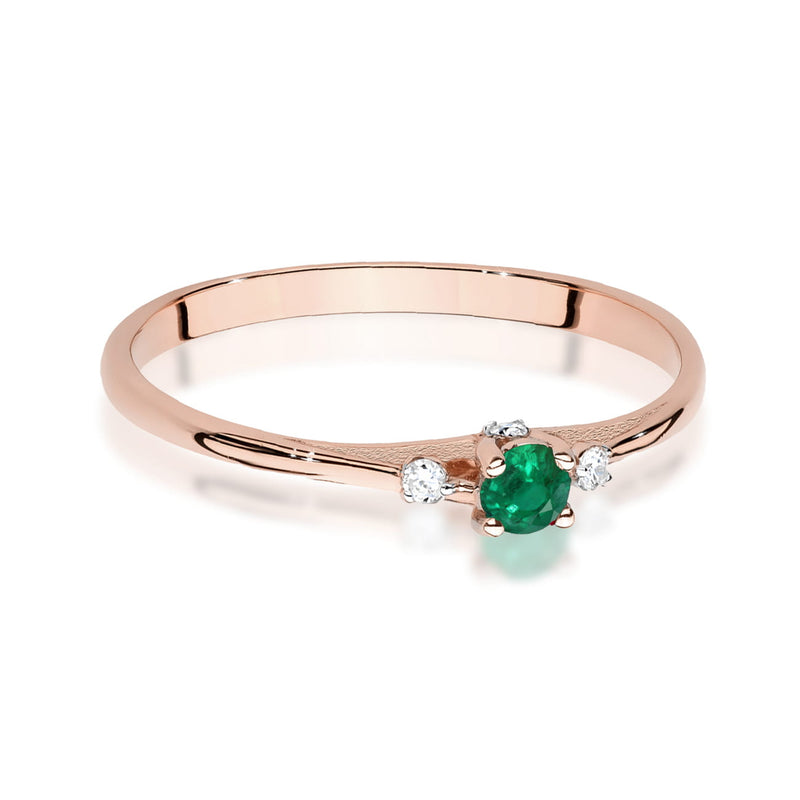 Inel Aur 14K cu Smarald 0.15 ct si Diamante Naturale 0.05 ct, imaginea 6 din 12
