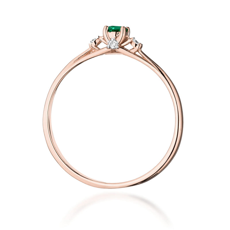 Inel Aur 14K cu Smarald 0.15 ct si Diamante Naturale 0.05 ct, imaginea 7 din 12