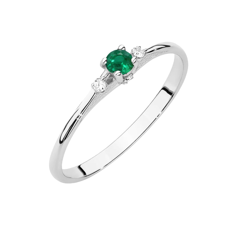 Inel Aur 14K cu Smarald 0.15 ct si Diamante Naturale 0.05 ct, imaginea 9 din 12