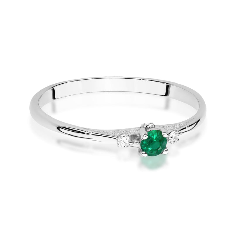 Inel Aur 14K cu Smarald 0.15 ct si Diamante Naturale 0.05 ct, imaginea 10 din 12