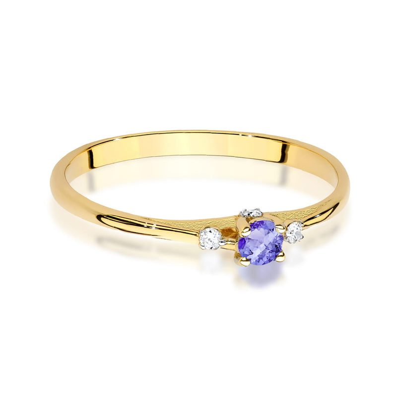 Inel Aur 14K cu Tanzanit 0.15 ct si Diamante Naturale 0.05 ct, imaginea 2 din 12