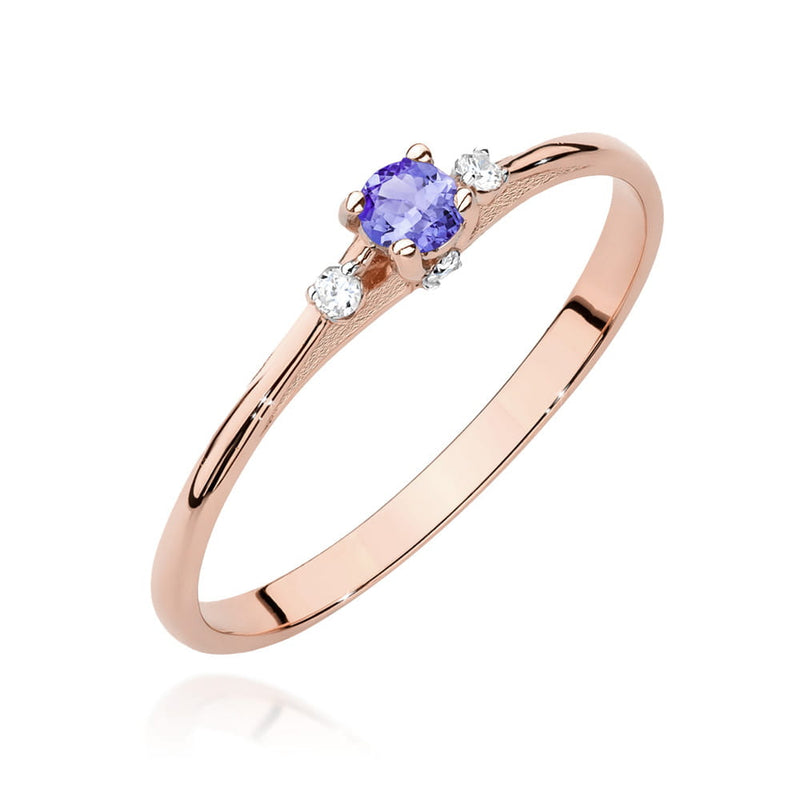 Inel Aur 14K cu Tanzanit 0.15 ct si Diamante Naturale 0.05 ct, imaginea 5 din 12