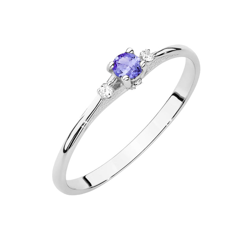 Inel Aur 14K cu Tanzanit 0.15 ct si Diamante Naturale 0.05 ct, imaginea 9 din 12