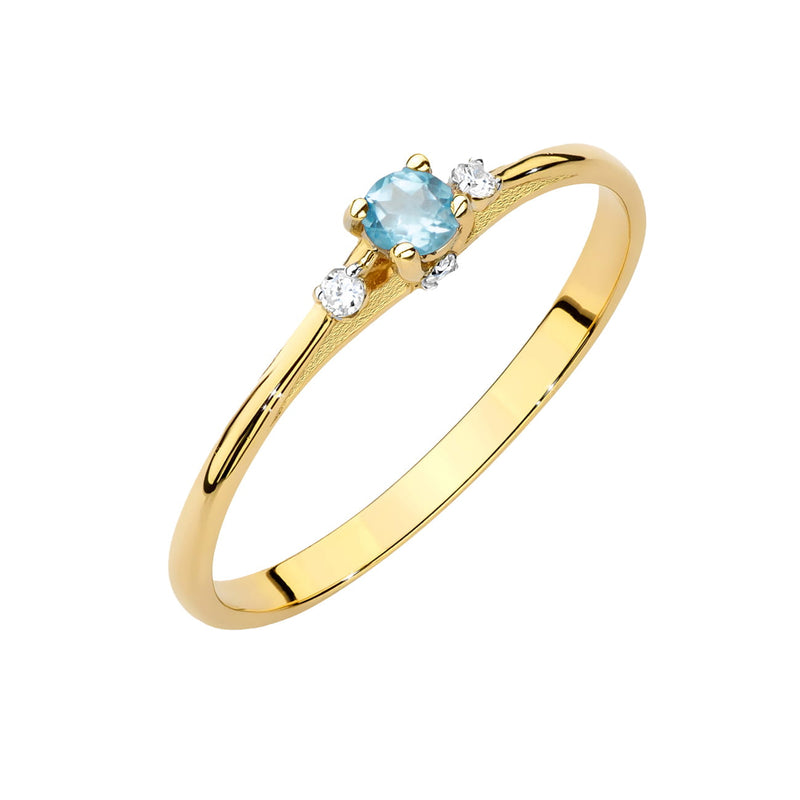 Inel Aur 14K cu Topaz Swiss 0.15 ct si Diamante Naturale 0.05 ct — Aur galben