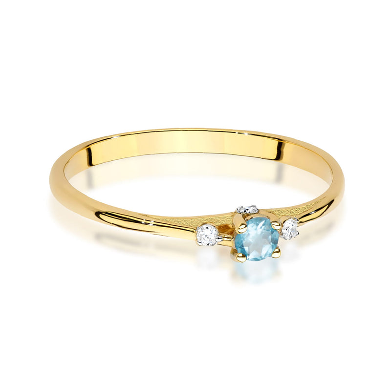 Inel Aur 14K cu Topaz Swiss 0.15 ct si Diamante Naturale 0.05 ct, imaginea 2 din 12