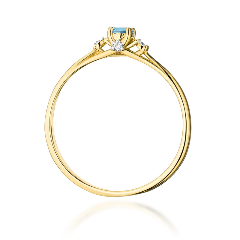 Inel Aur 14K cu Topaz Swiss 0.15 ct si Diamante Naturale 0.05 ct, imaginea 3 din 12