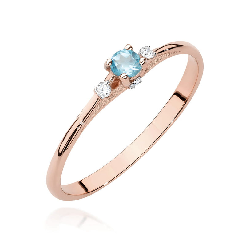 Inel Aur 14K cu Topaz Swiss 0.15 ct si Diamante Naturale 0.05 ct, imaginea 5 din 12
