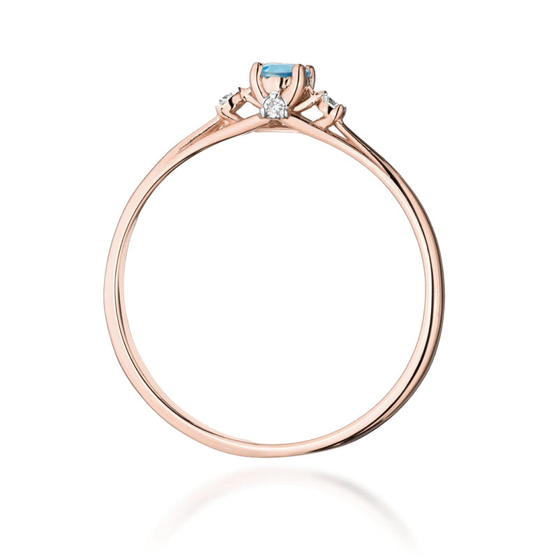 Inel Aur 14K cu Topaz Swiss 0.15 ct si Diamante Naturale 0.05 ct, imaginea 7 din 12