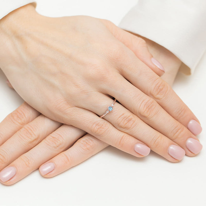 Inel Aur 14K cu Topaz Swiss 0.15 ct si Diamante Naturale 0.05 ct, imaginea 8 din 12