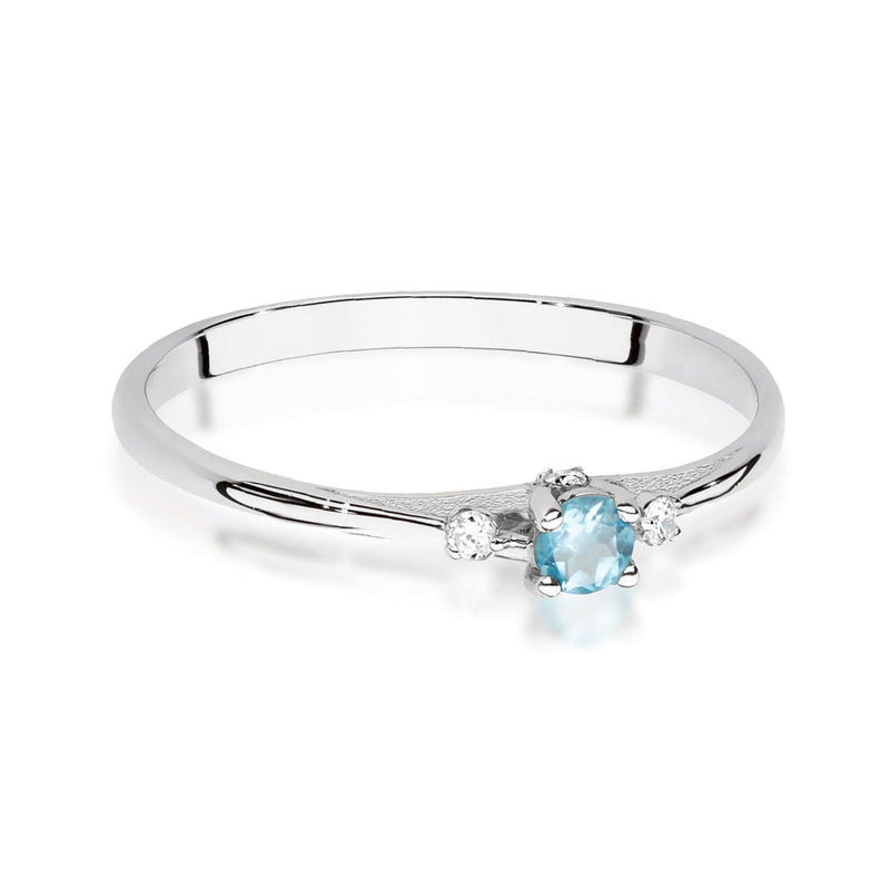 Inel Aur 14K cu Topaz Swiss 0.15 ct si Diamante Naturale 0.05 ct, imaginea 10 din 12