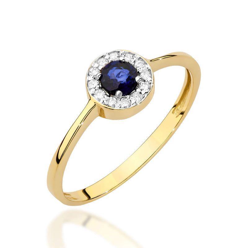 Inel Aur 14K cu Safir 0.30 ct si Diamante Naturale 0.10 ct — Aur galben