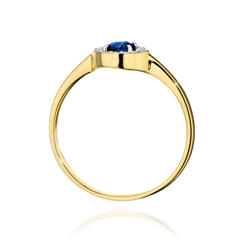Inel Aur 14K cu Safir 0.30 ct si Diamante Naturale 0.10 ct, imaginea 3 din 12