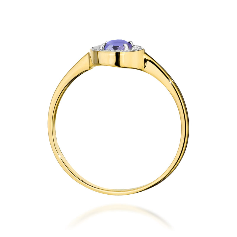 Inel Aur 14K cu Tanzanit 0.35 ct si Diamante Naturale 0.10 ct, imaginea 3 din 12