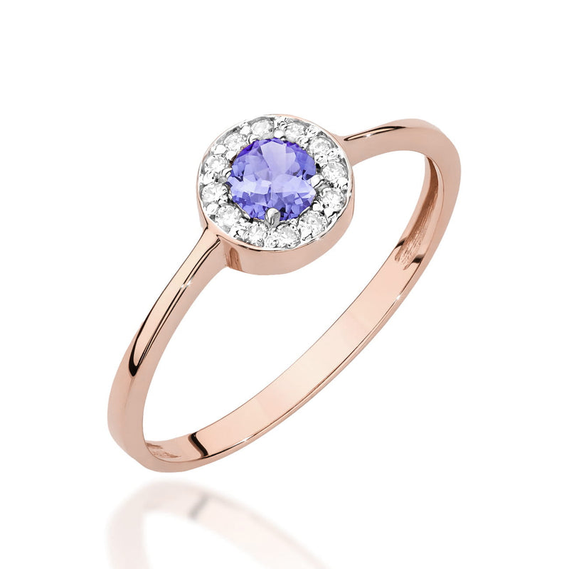 Inel Aur 14K cu Tanzanit 0.35 ct si Diamante Naturale 0.10 ct, imaginea 5 din 12