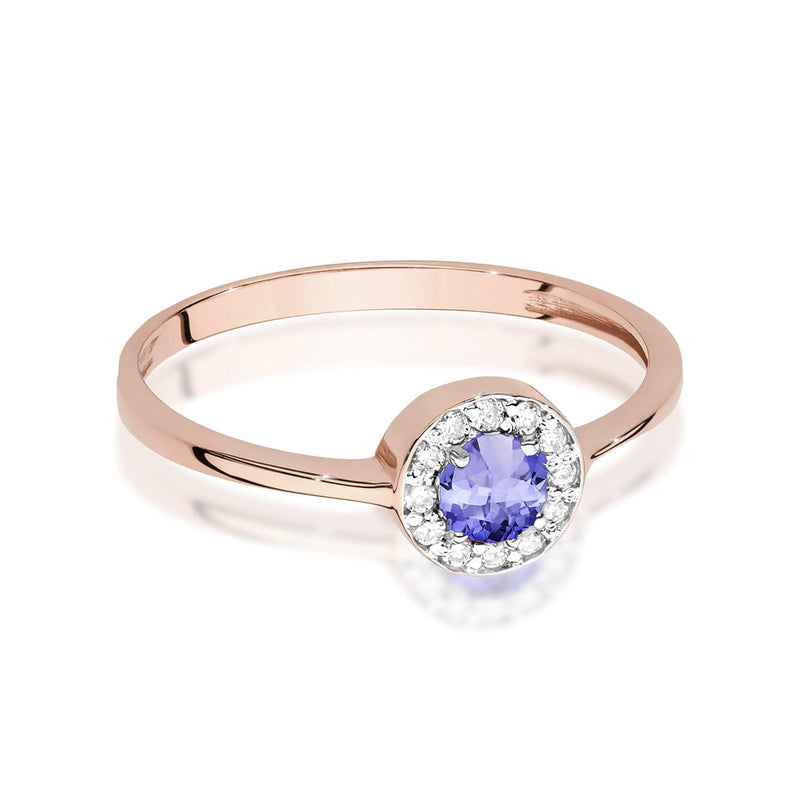 Inel Aur 14K cu Tanzanit 0.35 ct si Diamante Naturale 0.10 ct, imaginea 6 din 12