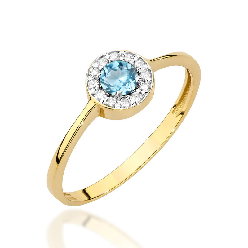Inel Aur 14K cu Topaz Swiss 0.25 ct si Diamante Naturale 0.10 ct — Aur galben