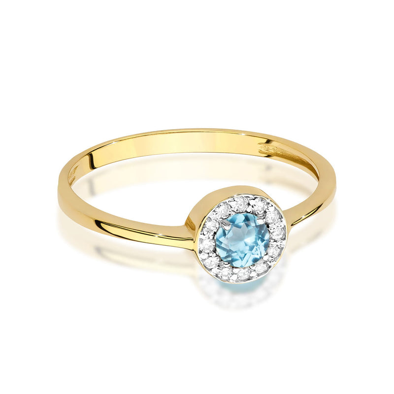 Inel Aur 14K cu Topaz Swiss 0.25 ct si Diamante Naturale 0.10 ct, imaginea 2 din 12