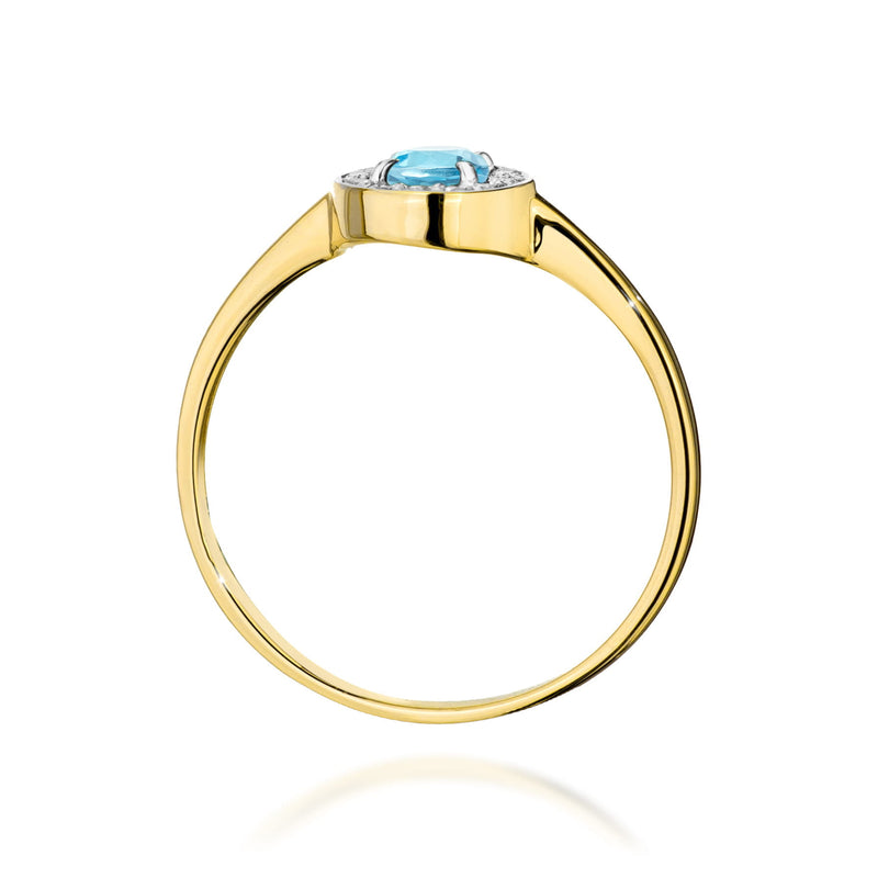 Inel Aur 14K cu Topaz Swiss 0.25 ct si Diamante Naturale 0.10 ct, imaginea 3 din 12