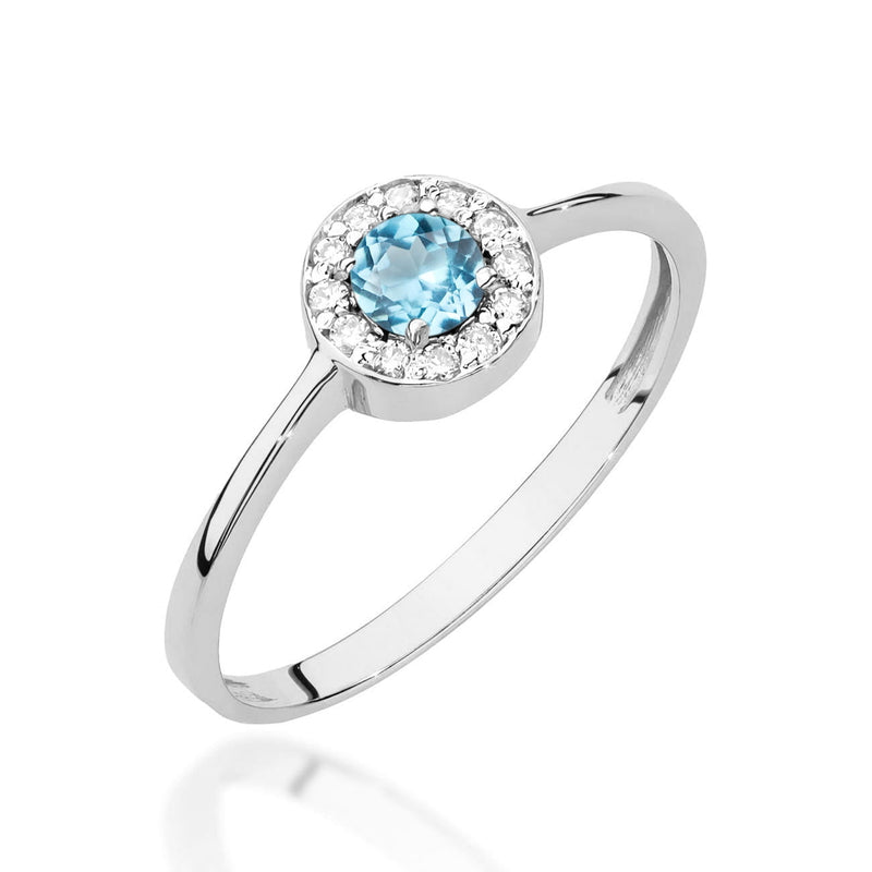 Inel Aur 14K cu Topaz Swiss 0.25 ct si Diamante Naturale 0.10 ct, imaginea 9 din 12