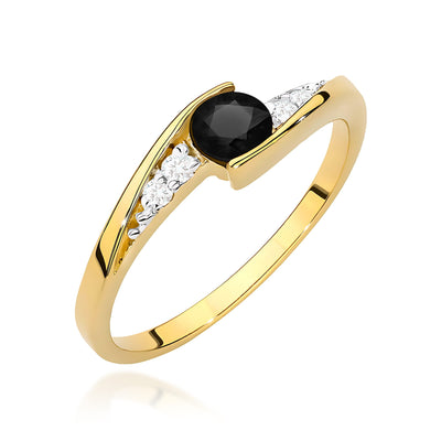 Inel Aur 14K cu Diamante Naturale Albe si Negre 0.36 ct