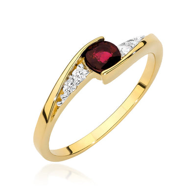 Inel Aur 14K cu Rubin 0.30 ct si Diamante Naturale 0.06 ct