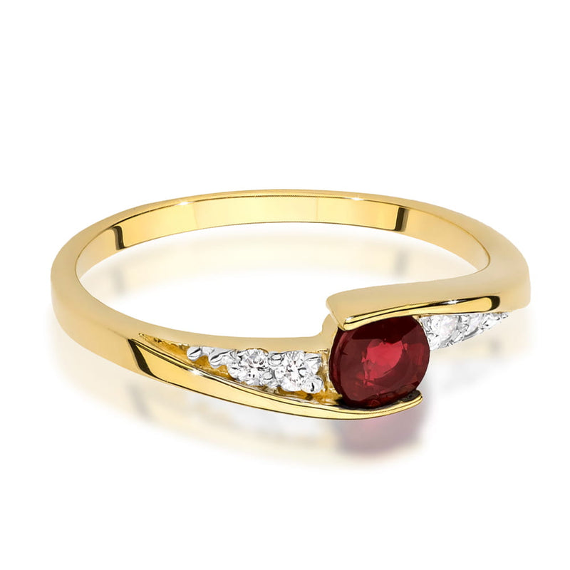 Inel Aur 14K cu Rubin 0.30 ct si Diamante Naturale 0.06 ct, imaginea 2 din 12