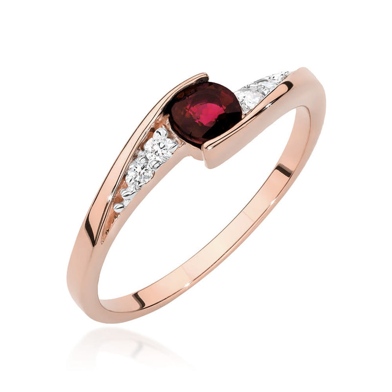 Inel Aur 14K cu Rubin 0.30 ct si Diamante Naturale 0.06 ct, imaginea 5 din 12
