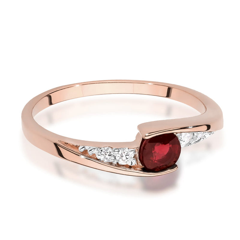 Inel Aur 14K cu Rubin 0.30 ct si Diamante Naturale 0.06 ct, imaginea 6 din 12