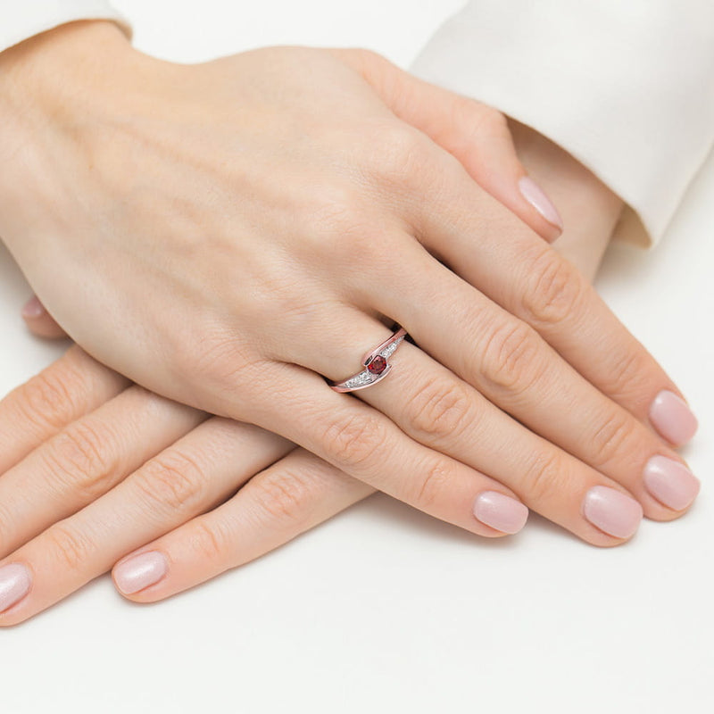 Inel Aur 14K cu Rubin 0.30 ct si Diamante Naturale 0.06 ct, imaginea 8 din 12