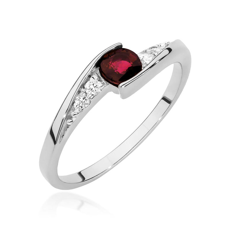 Inel Aur 14K cu Rubin 0.30 ct si Diamante Naturale 0.06 ct, imaginea 9 din 12