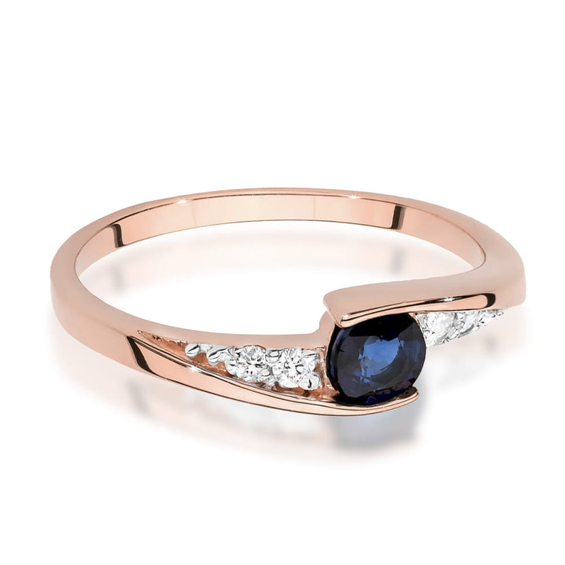 Inel Aur 14K cu Safir 0.30 ct si Diamante Naturale 0.06 ct, imaginea 6 din 12