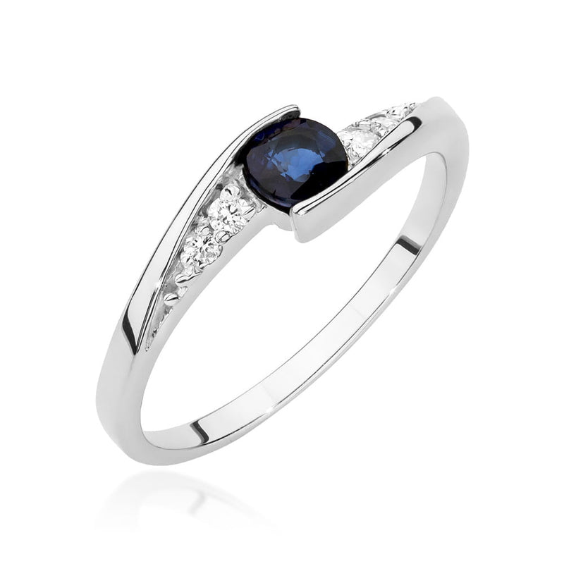 Inel Aur 14K cu Safir 0.30 ct si Diamante Naturale 0.06 ct, imaginea 9 din 12