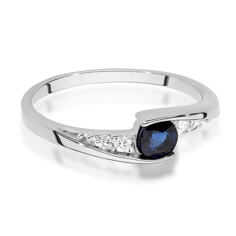 Inel Aur 14K cu Safir 0.30 ct si Diamante Naturale 0.06 ct, imaginea 10 din 12