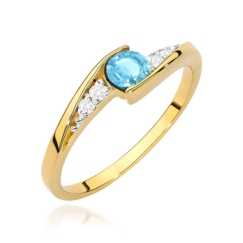 Inel Aur 14K cu Topaz Swiss 0.25 ct si Diamante Naturale 0.06 ct — Aur galben