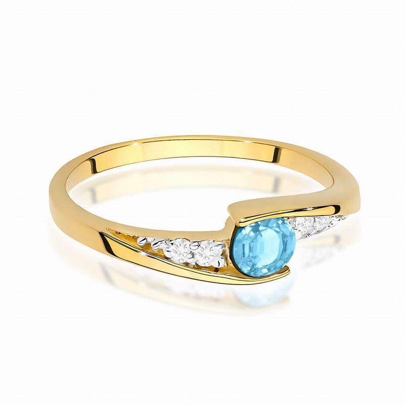 Inel Aur 14K cu Topaz Swiss 0.25 ct si Diamante Naturale 0.06 ct, imaginea 2 din 12