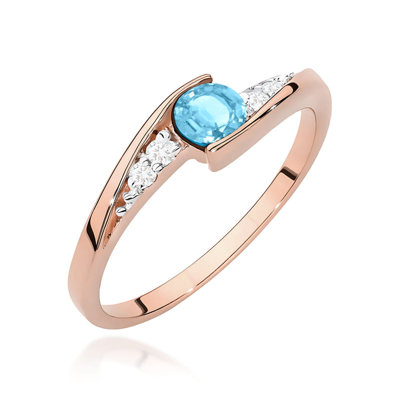 Inel Aur 14K cu Topaz Swiss 0.25 ct si Diamante Naturale 0.06 ct, imaginea 5 din 12