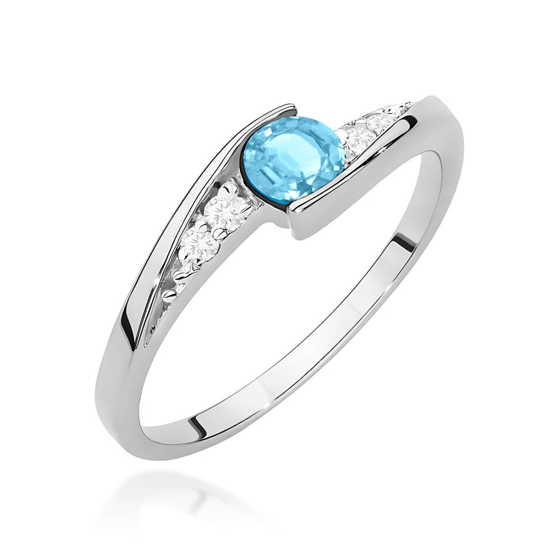 Inel Aur 14K cu Topaz Swiss 0.25 ct si Diamante Naturale 0.06 ct, imaginea 9 din 12