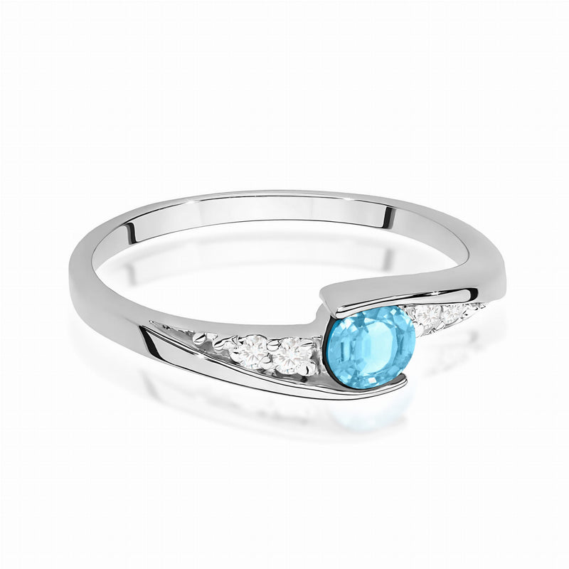 Inel Aur 14K cu Topaz Swiss 0.25 ct si Diamante Naturale 0.06 ct, imaginea 10 din 12