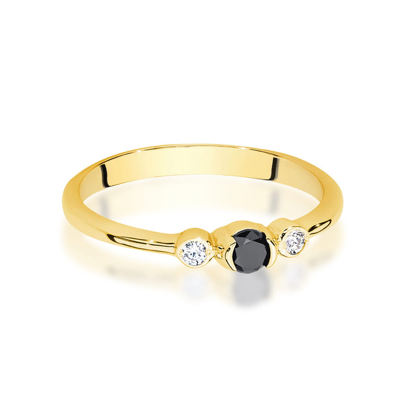 Inel Aur 14K cu Diamante Naturale Albe si Negre 0.18 ct, imaginea 2 din 12