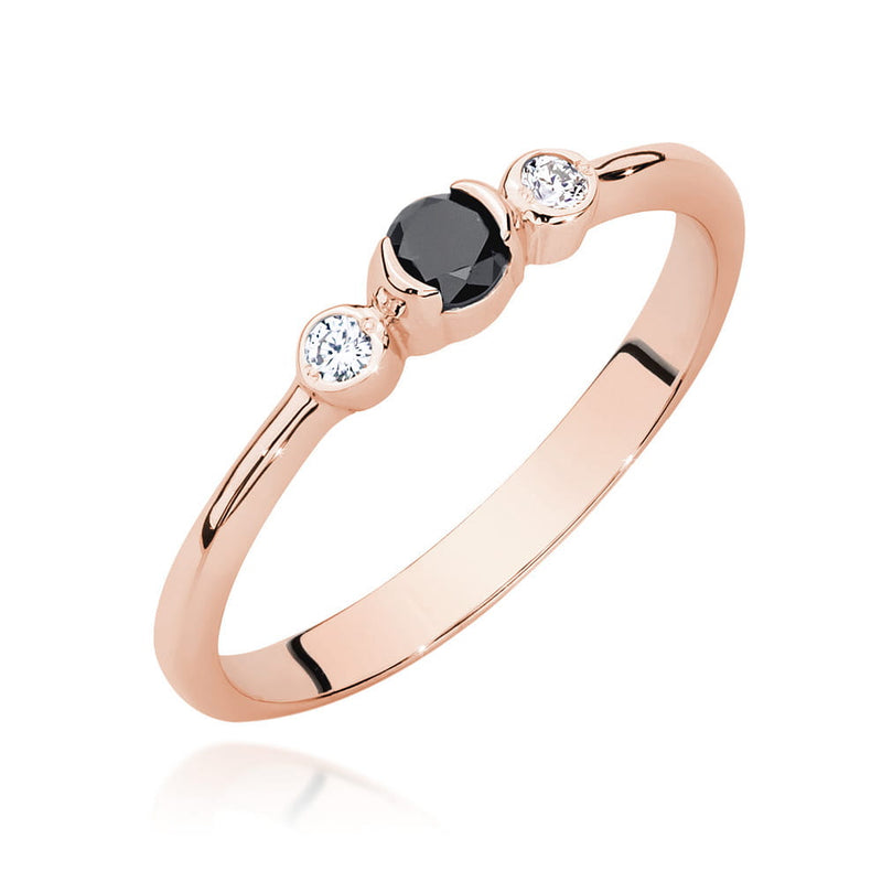 Inel Aur 14K cu Diamante Naturale Albe si Negre 0.18 ct, imaginea 5 din 12