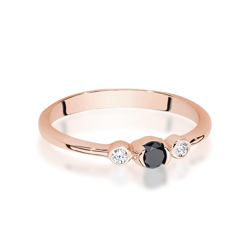 Inel Aur 14K cu Diamante Naturale Albe si Negre 0.18 ct, imaginea 6 din 12
