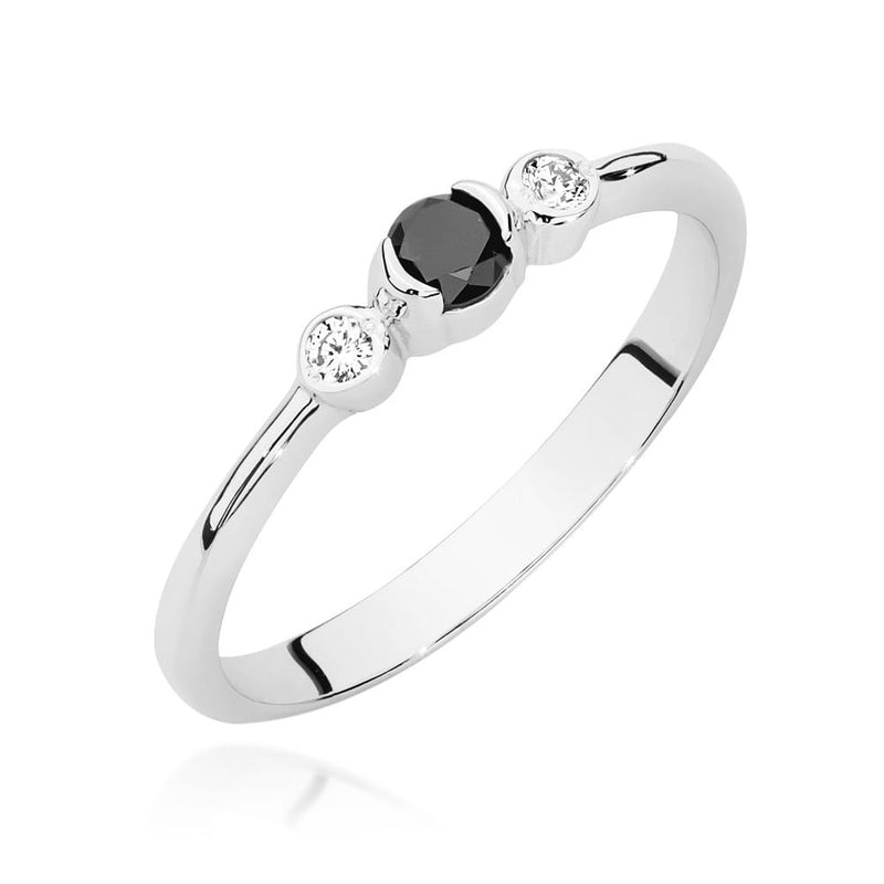 Inel Aur 14K cu Diamante Naturale Albe si Negre 0.18 ct, imaginea 9 din 12