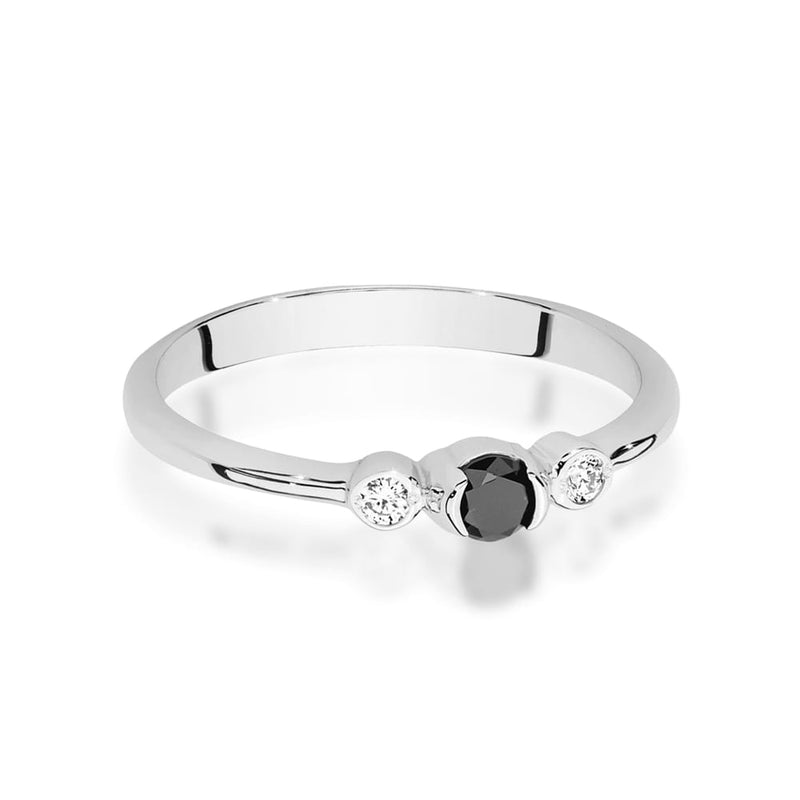 Inel Aur 14K cu Diamante Naturale Albe si Negre 0.18 ct, imaginea 10 din 12
