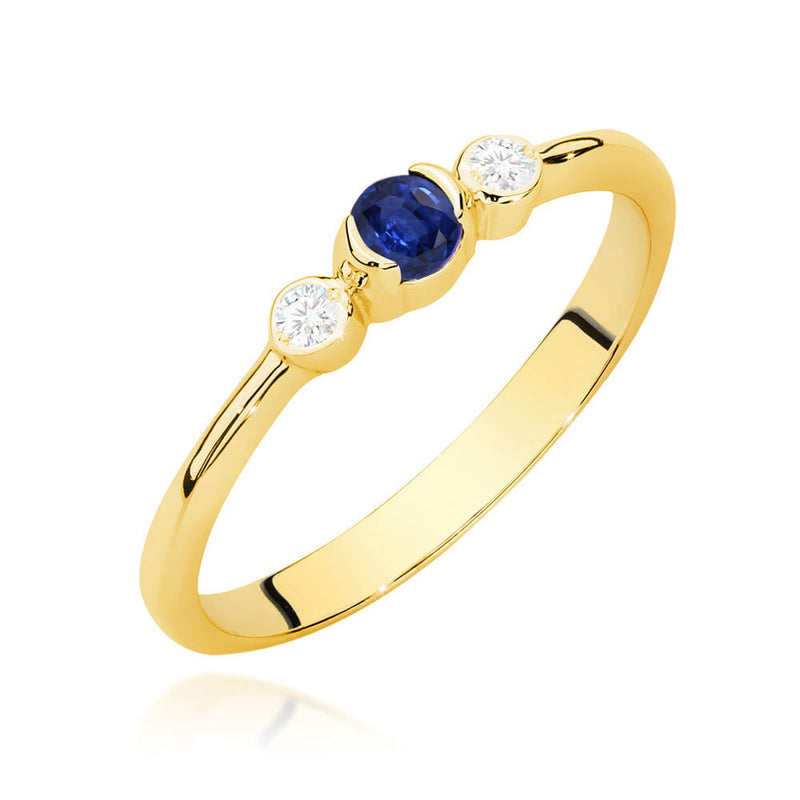 Inel Aur 14K cu Safir 0.15 ct si Diamante Naturale 0.06 ct — Aur galben